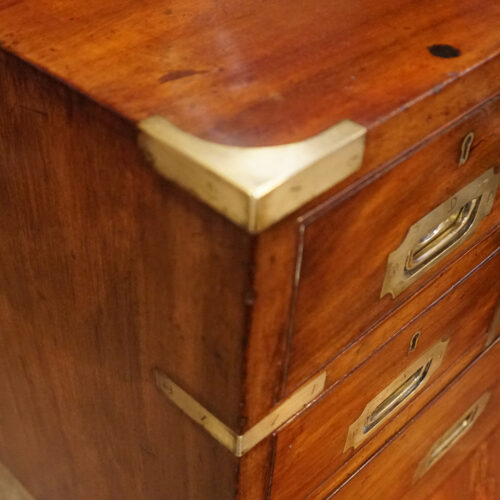 Victorian secretaire campaign chest brass corners