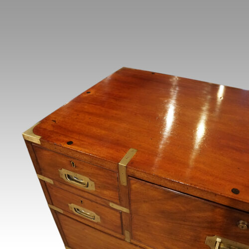 Victorian secretaire campaign chest corners top