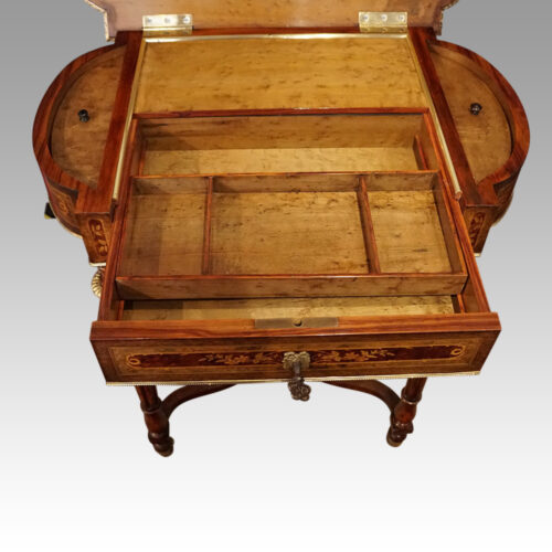 19thc. Inlaid dressing table interior