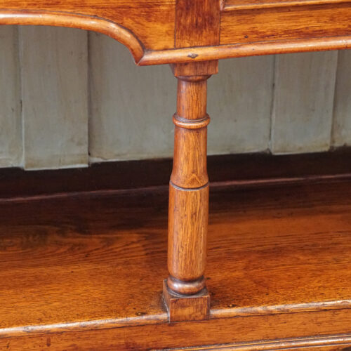 Antique oak dresser base turned front leg
