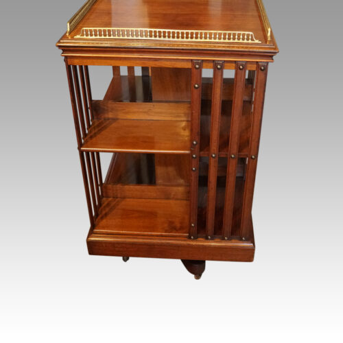 Edwardian walnut revolving bookcase side