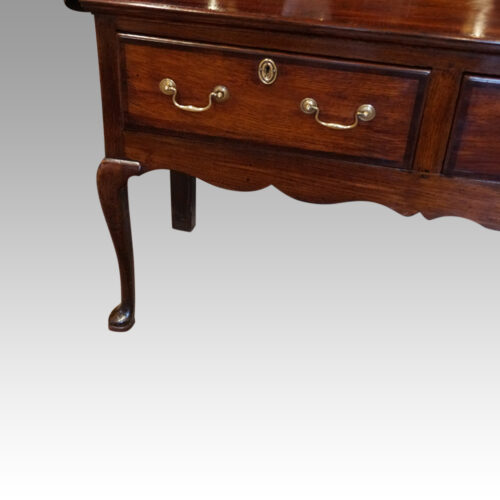 George III oak cabriole leg dresser base end drawer