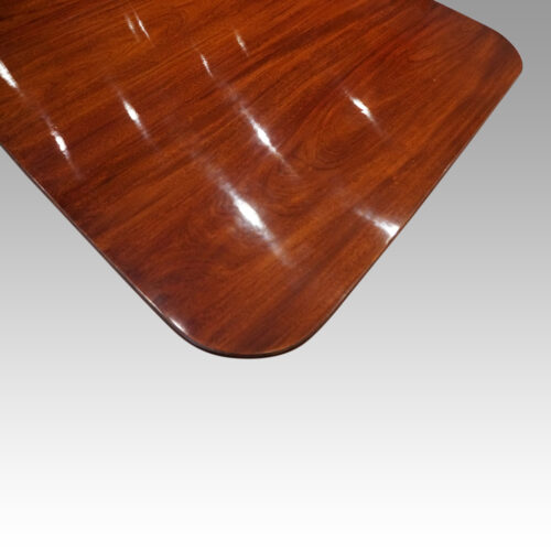 George V mahogany twin pillar dining table end