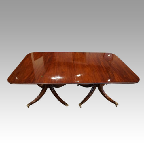 George V mahogany twin pillar dining table no leaves