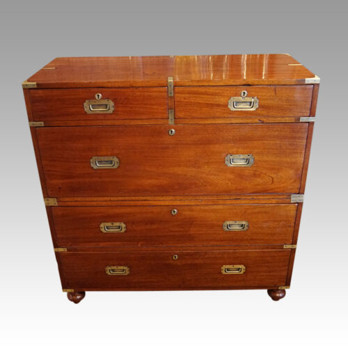 Victorian brass bound teak campaign chest