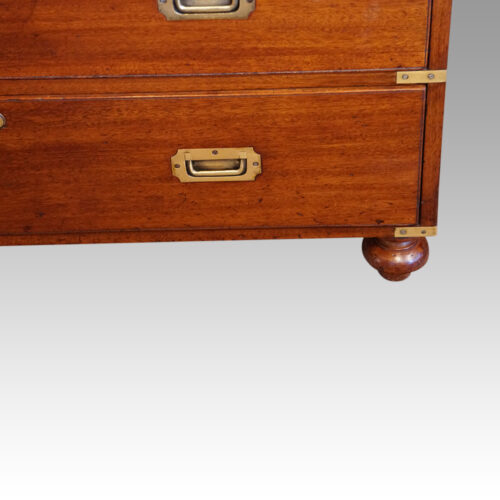 Victorian brass bound teak campaign chest foot
