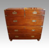 Victorian brass bound teak campaign chest front