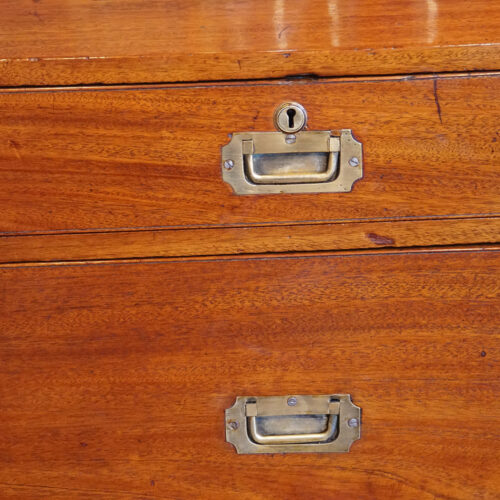 Victorian brass bound teak campaign chest handles