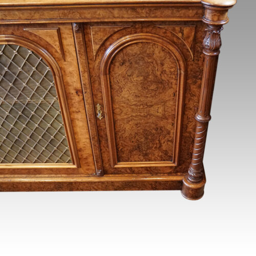 Victorian walnut side cabinet end door