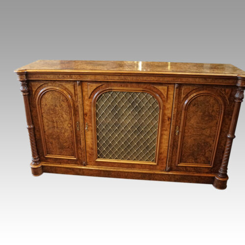Victorian walnut side cabinet front