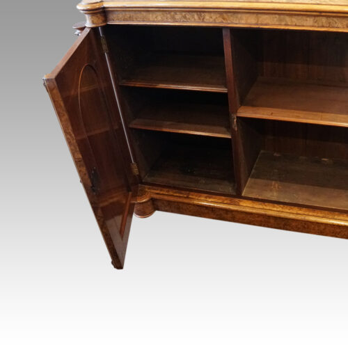 Victorian walnut side cabinet interior