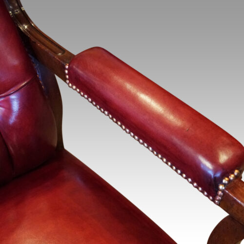 William IV mahogany library chair arm rest