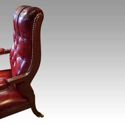 William IV mahogany library chair side detail