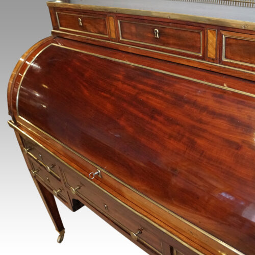 18thc. French mahogany cylinder desk cylinder roll