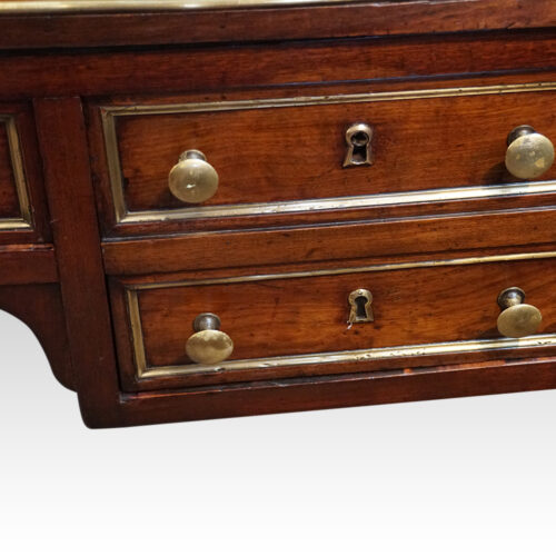 18thc. French mahogany cylinder desk double drawer detail