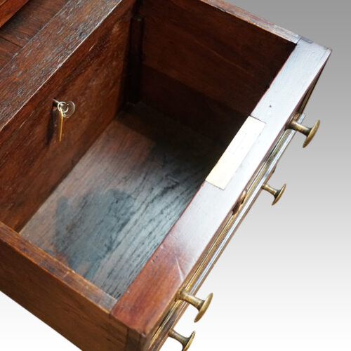 18thc. French mahogany cylinder desk double drawer interior