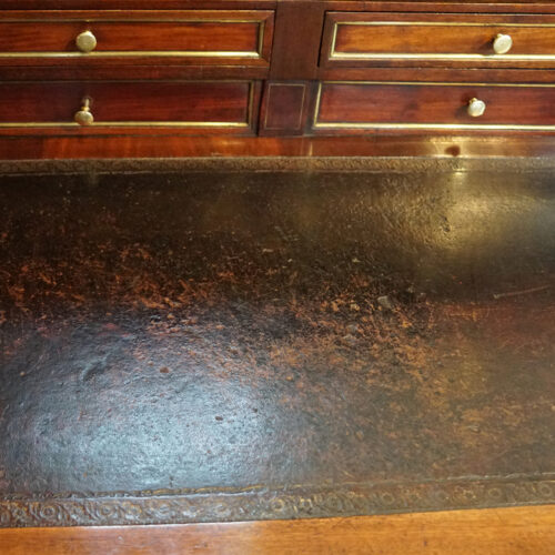 18thc. French mahogany cylinder desk leather writing slide