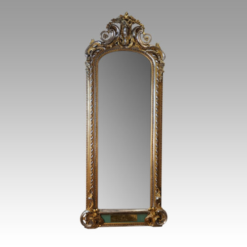 19thc. gilt pier mirror with eglomise glass panel