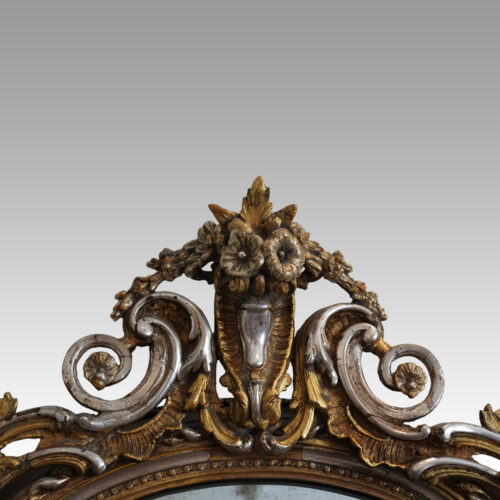 19thc. gilt pier mirror with eglomise glass panel crest