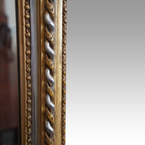19thc. gilt pier mirror with eglomise glass panel detail