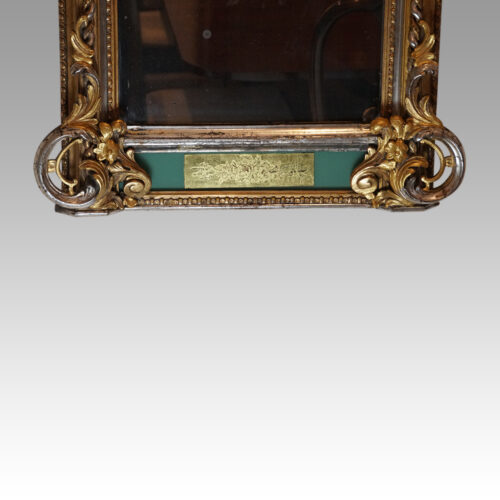 19thc. gilt pier mirror with eglomise glass panel glass panel