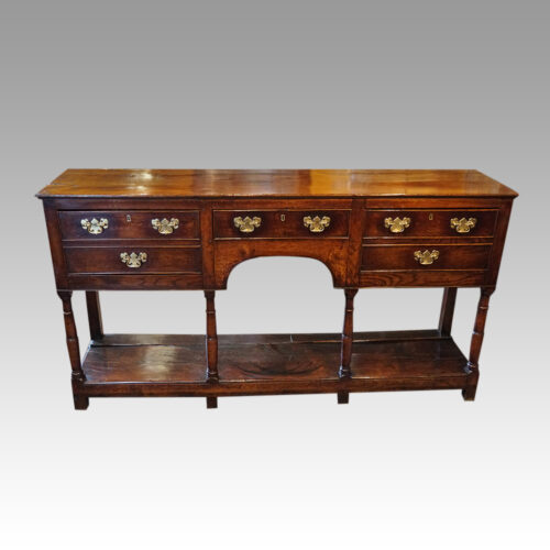 Antique oak arch front pot board dresser base angle front