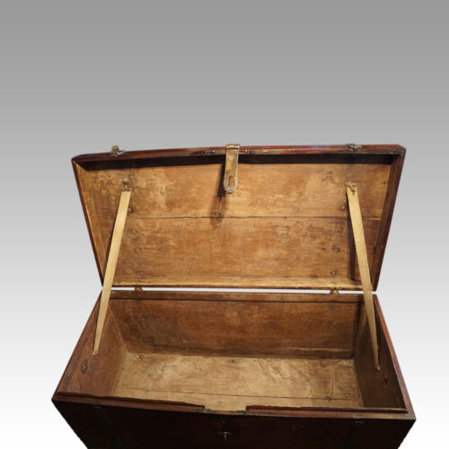 Antique teak merchants chest interior