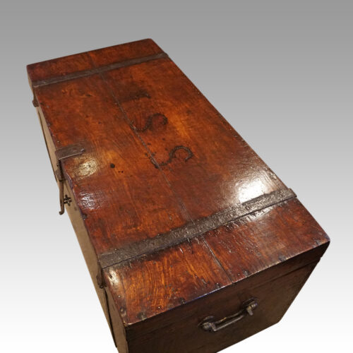Antique teak merchants chest top