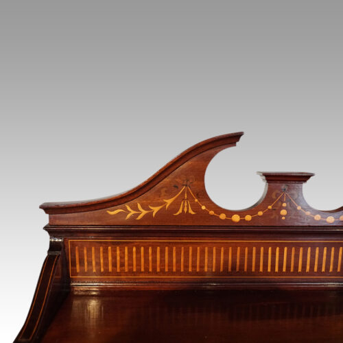 Edwardian inlaid music cabinet crest