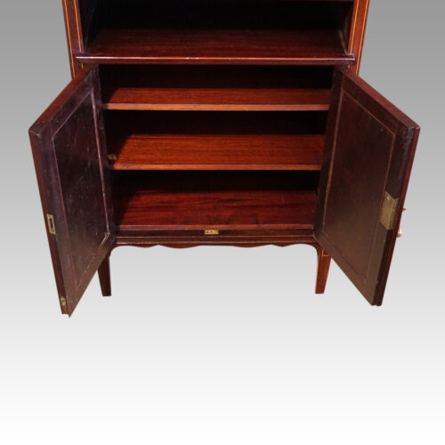 Edwardian inlaid music cabinet door open