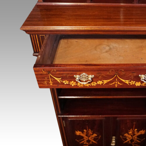 Edwardian inlaid music cabinet drawer