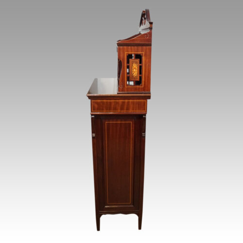 Edwardian inlaid music cabinet side