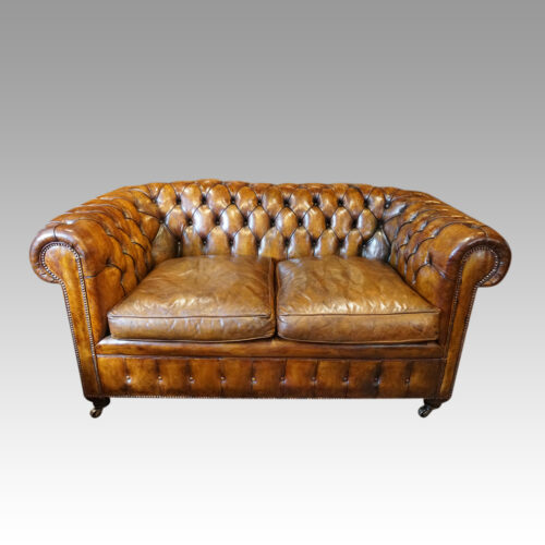Leather button back 2 seat Chesterfield