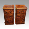 Pair of Victorian burr walnut bedside chests