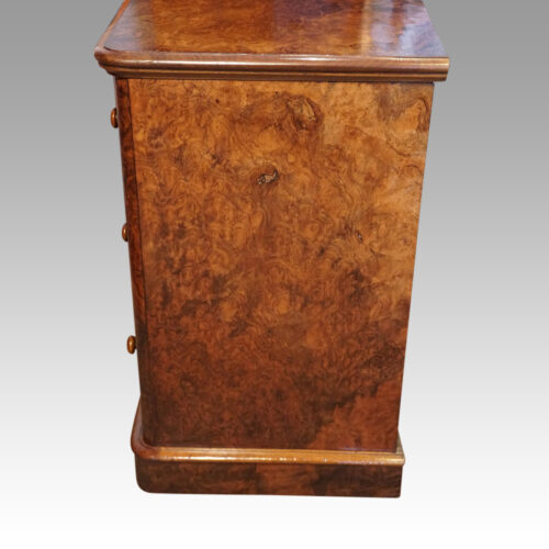 Pair of Victorian burr walnut bedside chests side