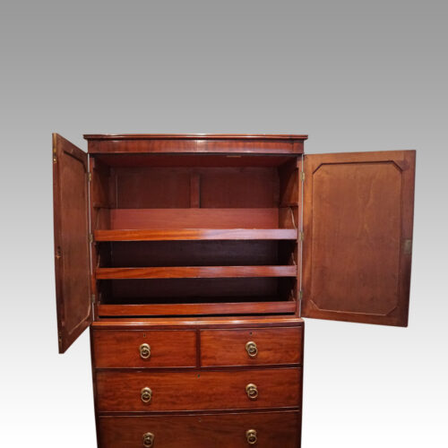 Regency mahogany linen press interior