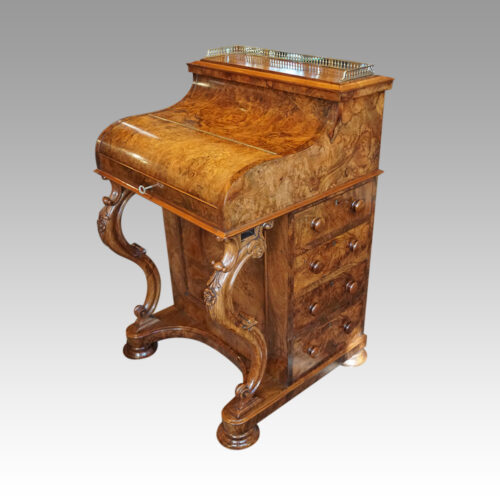 Victorian burr walnut Harlequin pop-up Davenport desk