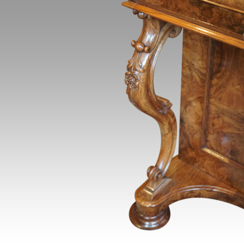 Victorian burr walnut Harlequin pop-up Davenport desk cabriole leg