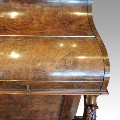 Victorian burr walnut Harlequin pop-up Davenport desk piano top