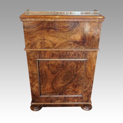Victorian burr walnut Harlequin pop-up Davenport desk rear