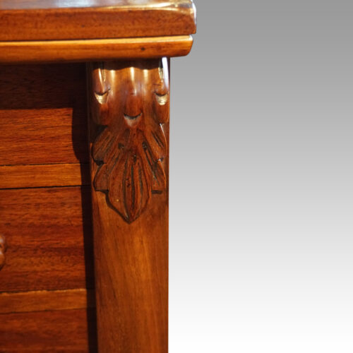 Victorian mahogany Wellington chest carving