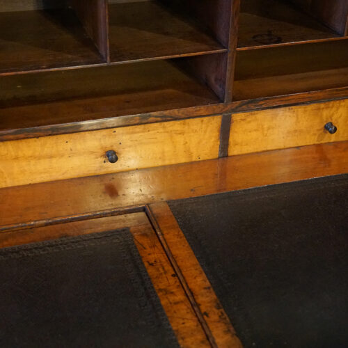 Victorian mahogany cylinder desk interior drawers