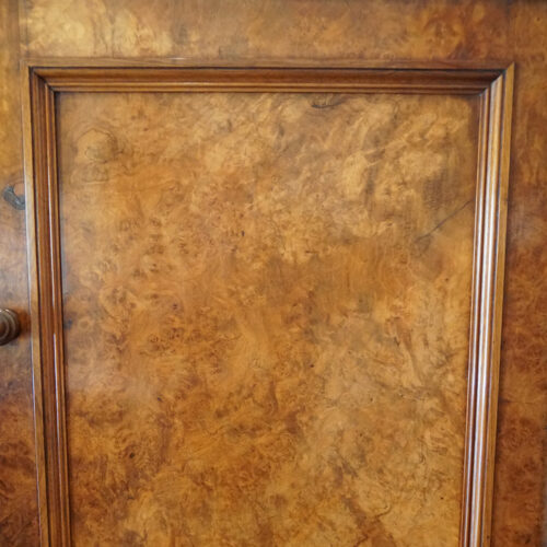 Victorian walnut linen press door panel