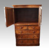 Victorian walnut linen press interior