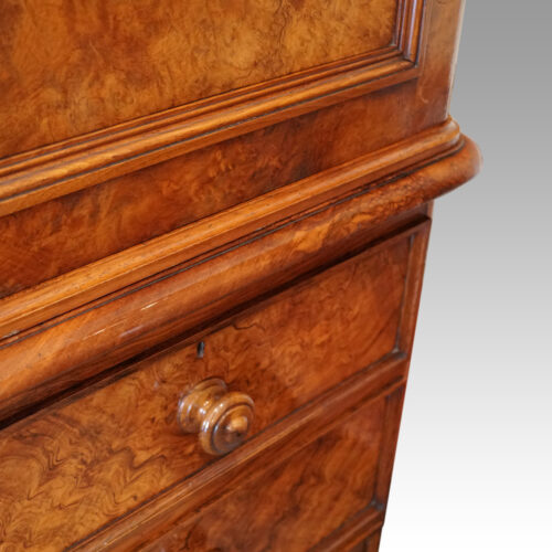 Victorian walnut linen press waist moulding
