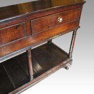 Antique oak 3 drawer dresser base angle