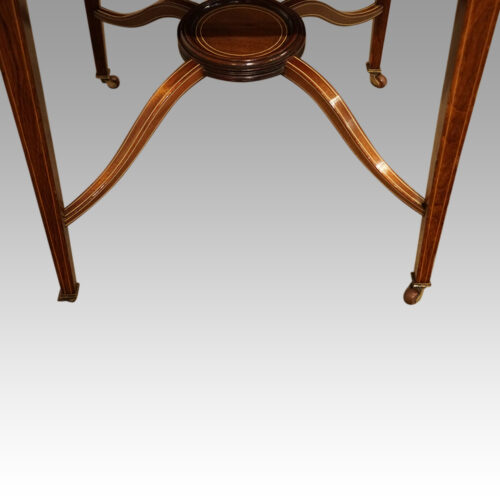 Edwardian inlaid rosewood envelope card table platform