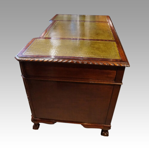 Edwardian mahogany Chippendale style pedestal desk side