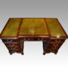 Edwardian mahogany Chippendale style pedestal desk writing surface