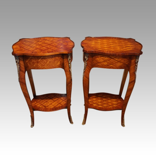 Matched pair of French side tables rear